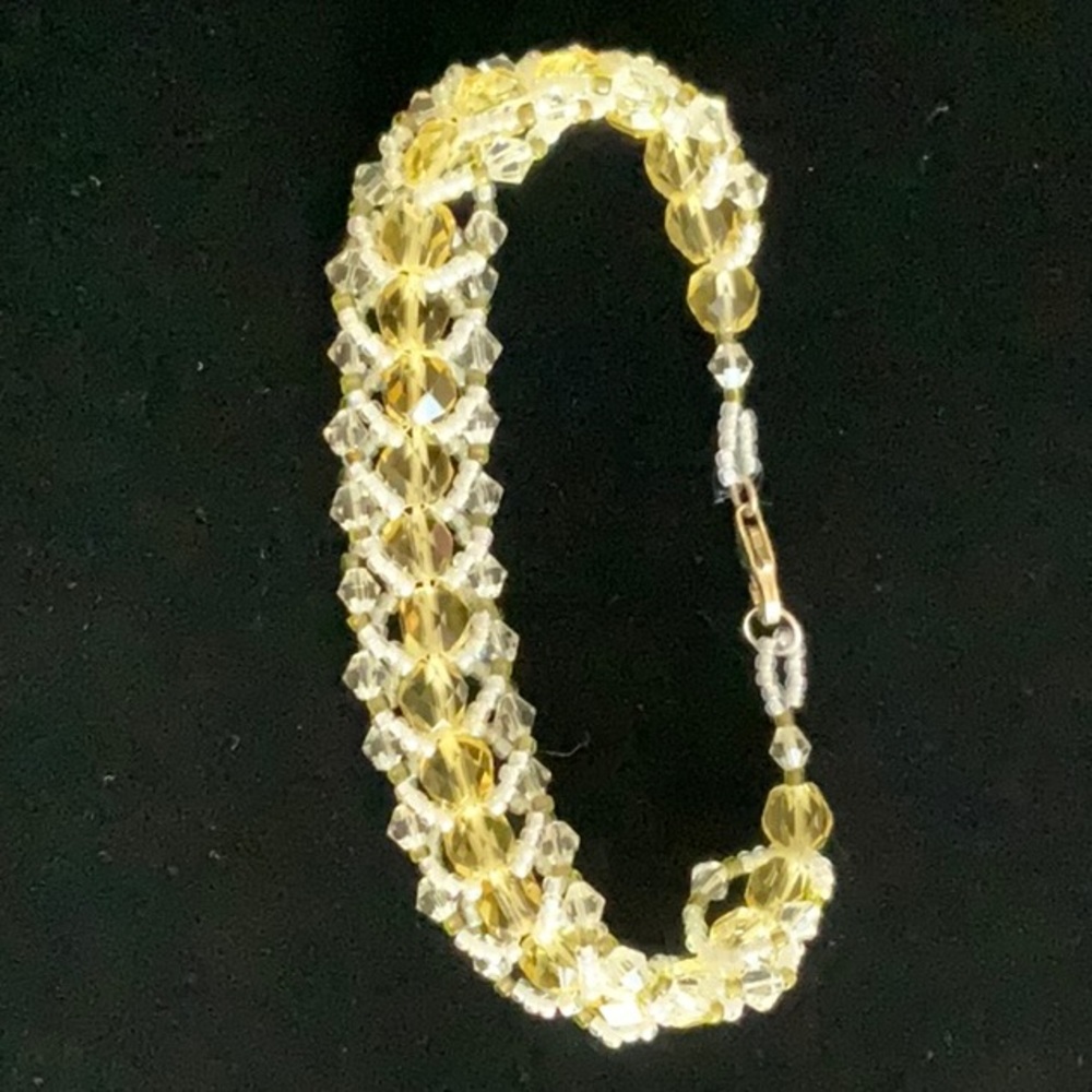 Yellow and green bracelet with Swarovski stones and crystal